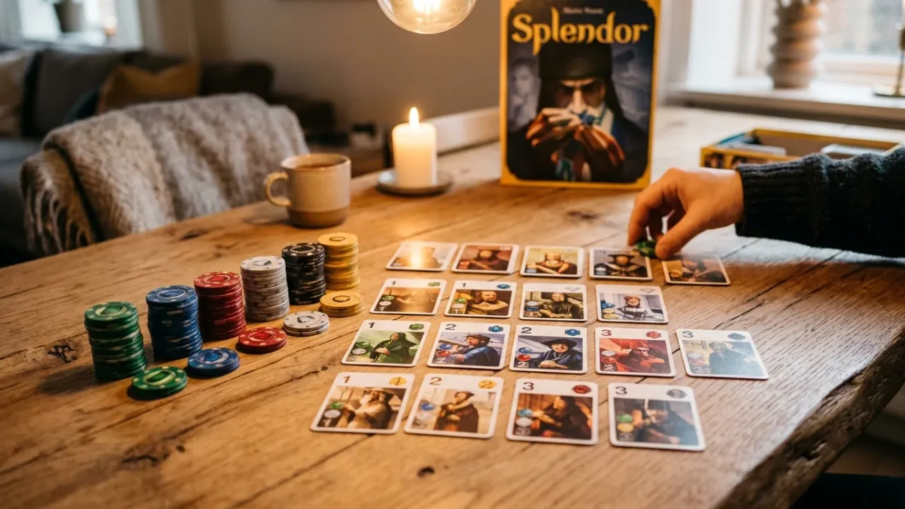 Splendor regler — komplett snabbguide, ädelstenar & poängräkning spelregler, setup och officiella komponenter